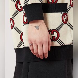 Authentic Gucci heart Sterling Silver Bracelet with original box & booklet